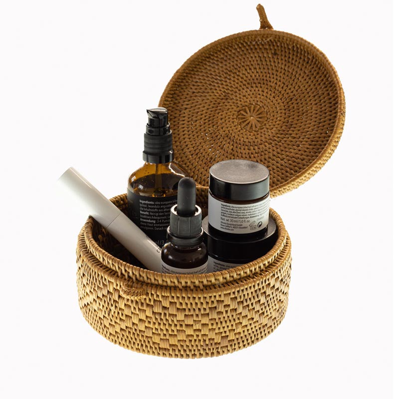 rattan korb aufbewahrung Teganan Korb mit Deckel/ideal für Schmuck und Kosmetik/fein geflochten – The Goods