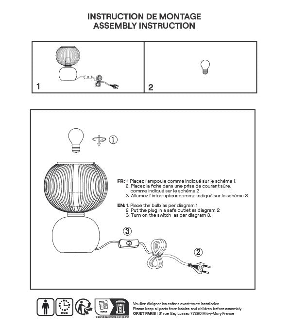 Tischlampe Globe Adnois – Opalglas-Schirm & beigefarbener Glasfuß
