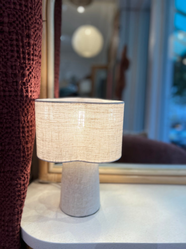 Tischlampe Osmose aus Stoff – XS Créme (Ø 20 × H 28 cm)