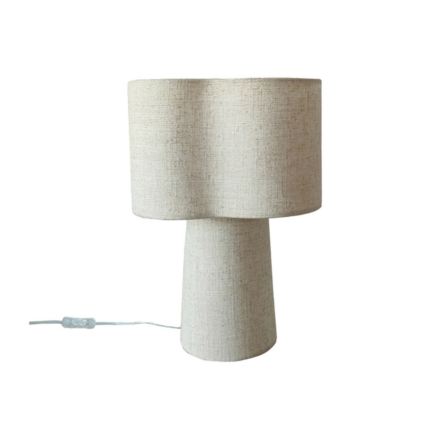 Tischlampe Osmose aus Stoff – XS Créme (Ø 20 × H 28 cm)