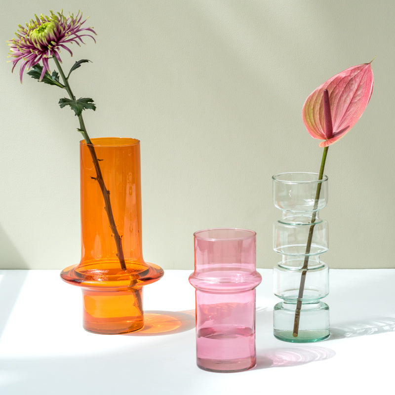 Vase Peach Whip – Recyceltes Glas, Geometrisch & Organisch in Paprika