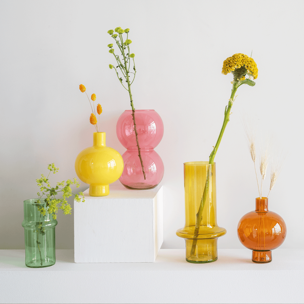 Vase Two Dots Apricot – Mundgeblasenes Recyclingglas