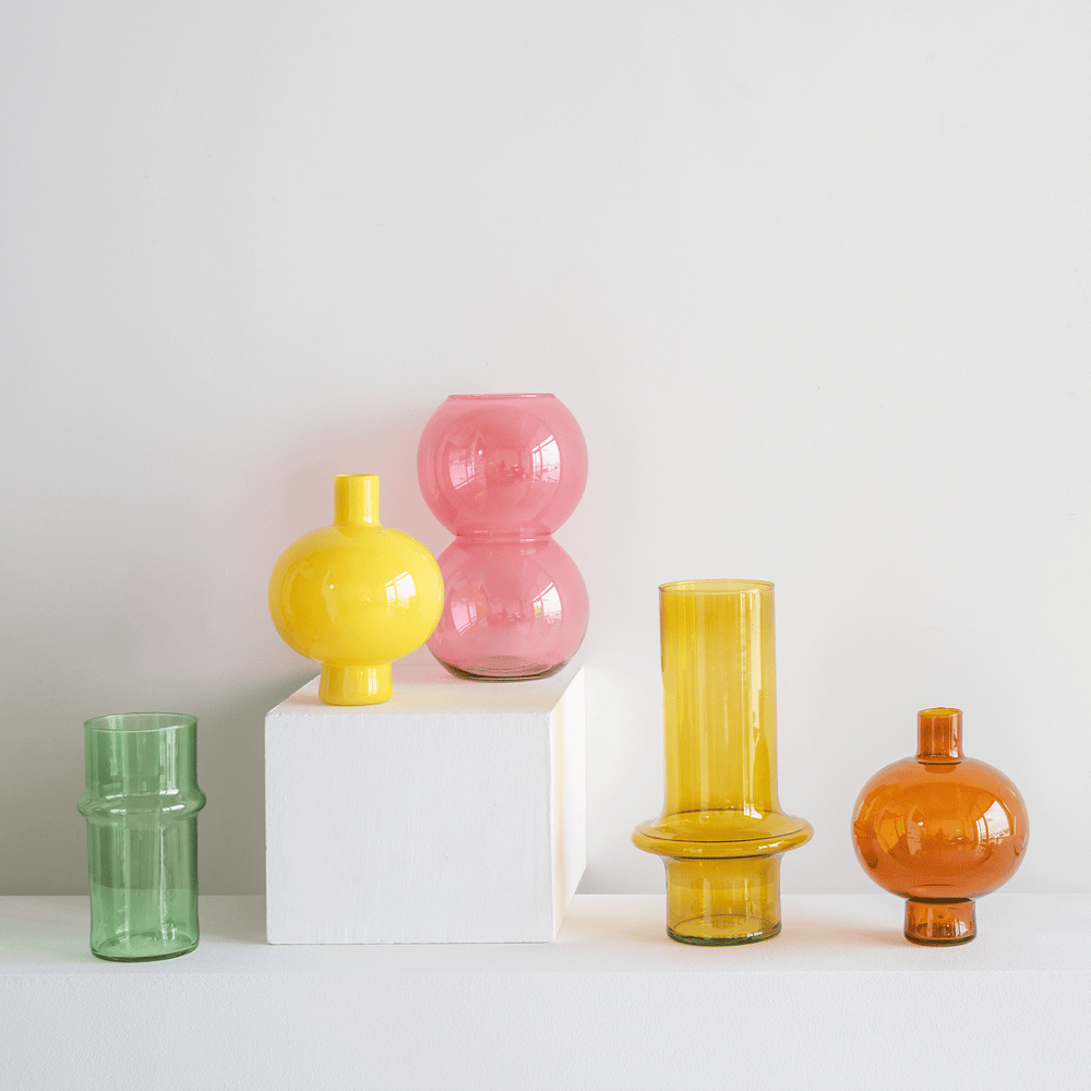 Vase Two Dots Apricot – Mundgeblasenes Recyclingglas