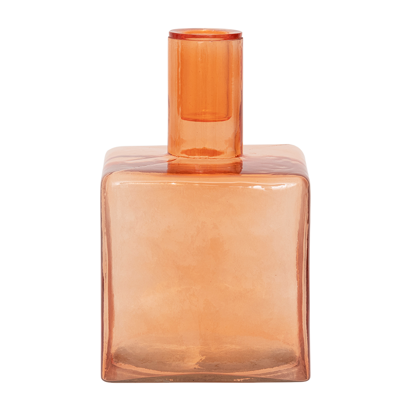 Kerzenhalter Cubico – Recyceltes Glas, Pumpkin Orange