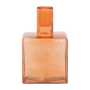 Kerzenhalter Cubico – Recyceltes Glas, Pumpkin Orange