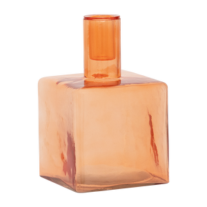 Kerzenhalter Cubico – Recyceltes Glas, Pumpkin Orange