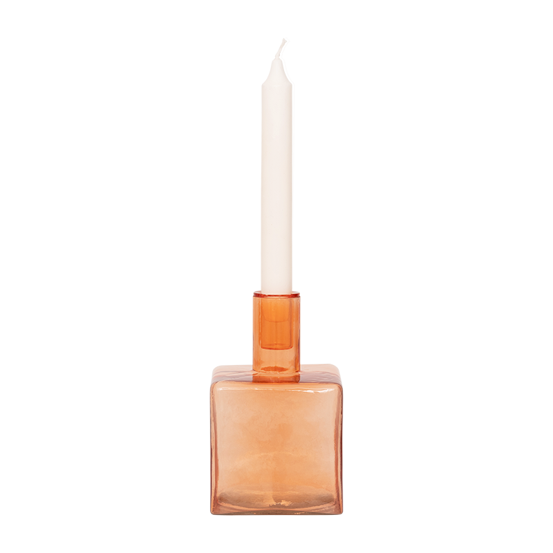 Kerzenhalter Cubico – Recyceltes Glas, Pumpkin Orange