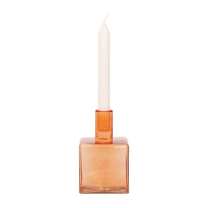 Kerzenhalter Cubico – Recyceltes Glas, Pumpkin Orange