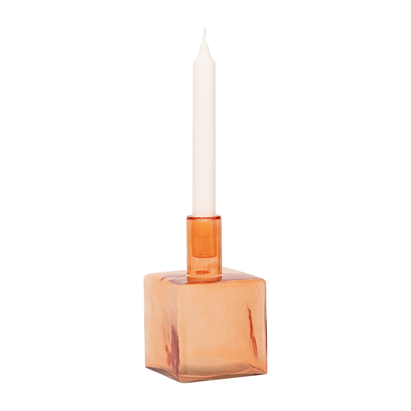 Kerzenhalter Cubico – Recyceltes Glas, Pumpkin Orange