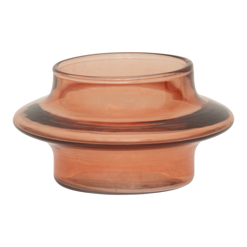 Teelichthalter Hea – Recyceltes Glas, Peach Pink und Golden Orange