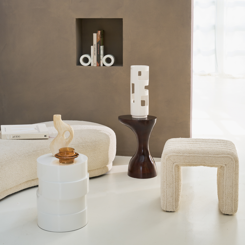 Kerzenhalter Perla – Keramik mit Travertin-Finish