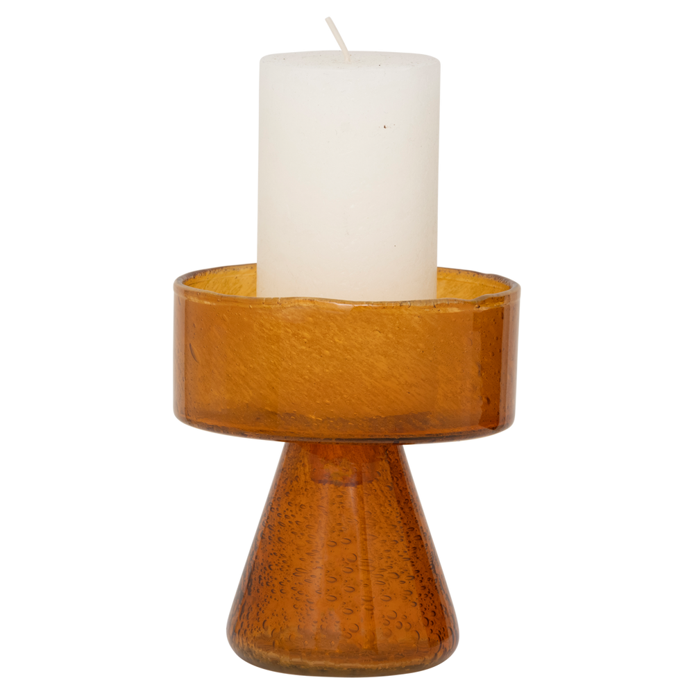 Kerzenhalter Cody – Inca Gold, Glas mit Bubble-Struktur
