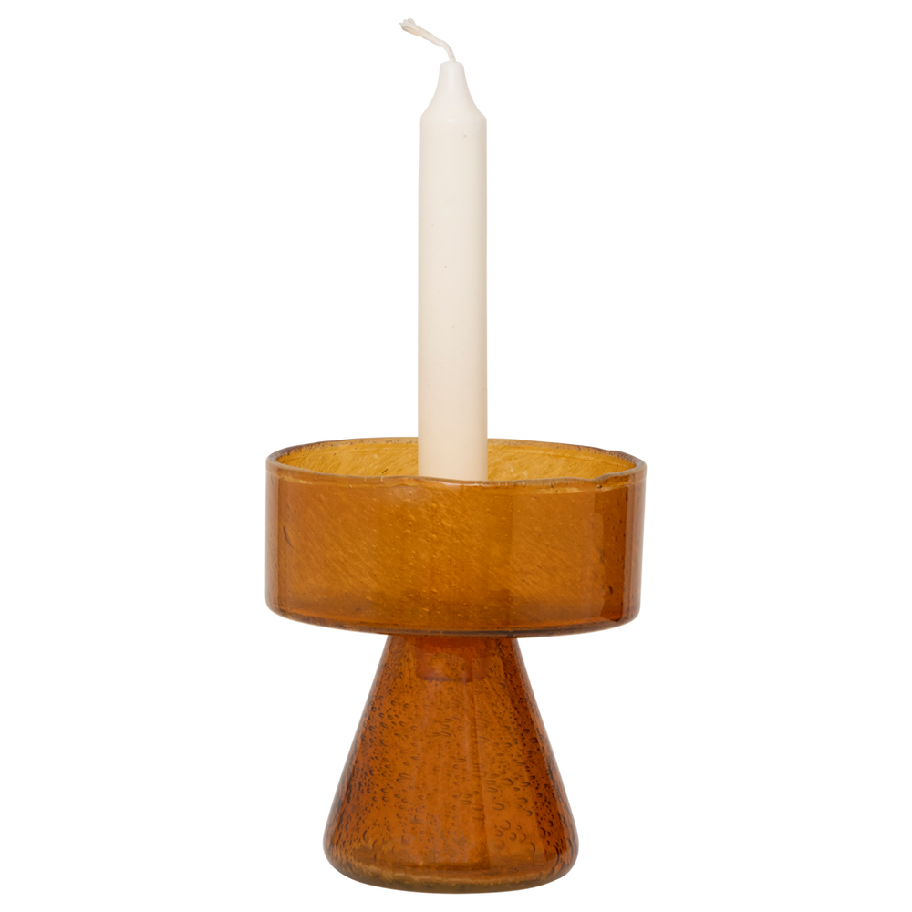 Kerzenhalter Cody – Inca Gold, Glas mit Bubble-Struktur