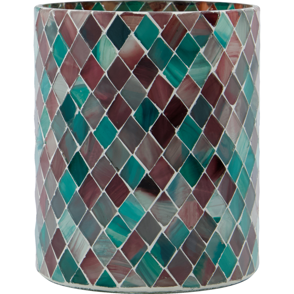 Mosaik Teelichthalter Teela – Grün/Braun, handgemacht von House Doctor