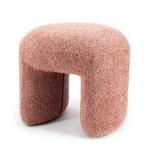 Hocker „Sahi“ aus Bouclé in Terracotta – stilvolles Fußteil passend zum Sessel Balou