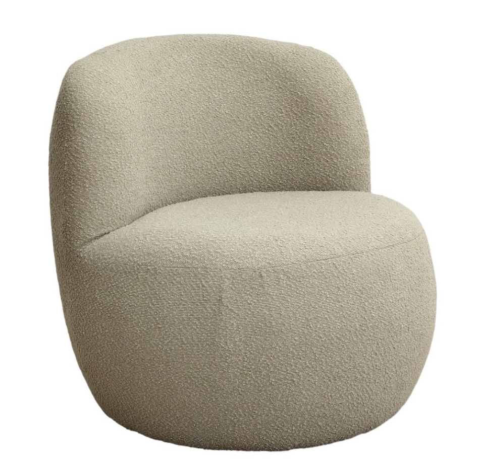 Exklusiver Club-Sessel Bellagio in Weiß mit Bouclé-Stoff