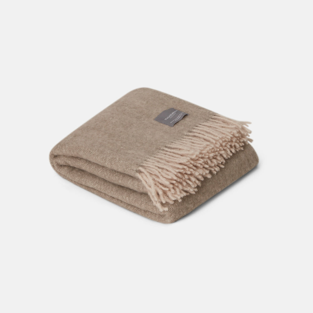 STACKELBERGS Mohair Wolldecke Light Taupe & Brindle Melange