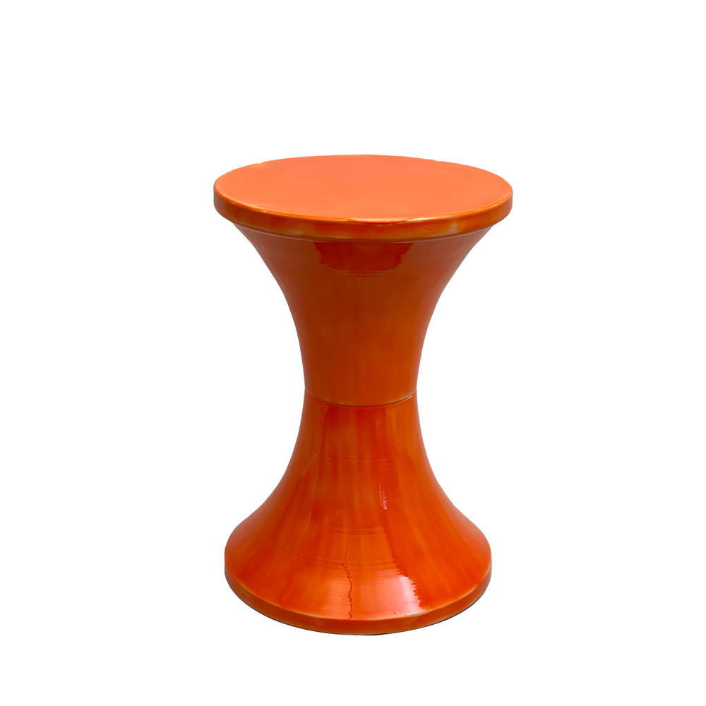 Vintage-inspirierter Beistelltisch/ Stuhl Tamtam aus Emaille in Orange