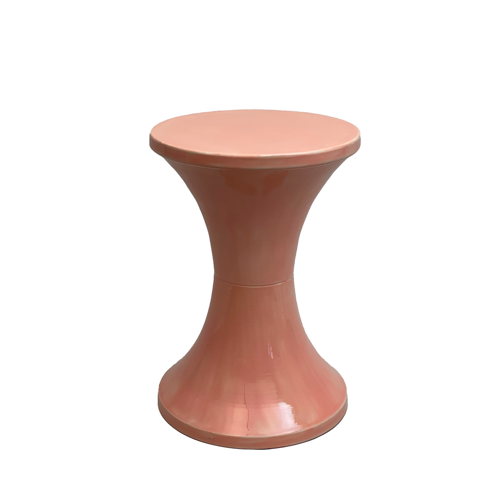 Vintage-inspirierter Beistelltisch/ Stuhl Tamtam aus Emaille in Light Pink