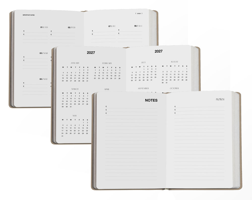 Pocket Planner 2026 – Taschenkalender in Beige, A6, mit Goldprägung