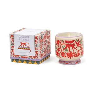 Adopo 8 oz./226 g Jungle Ceramic Candle – Coconut & Amber