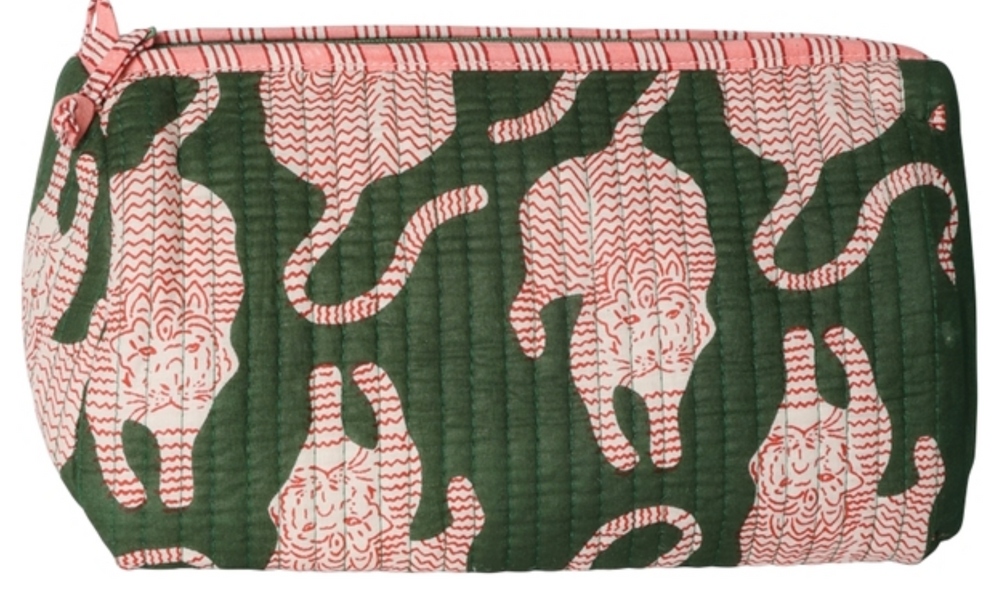 Kosmetiktasche „Artisan“ Tigerprint, 12×20 cm, Gesteppt aus Baumwolle
