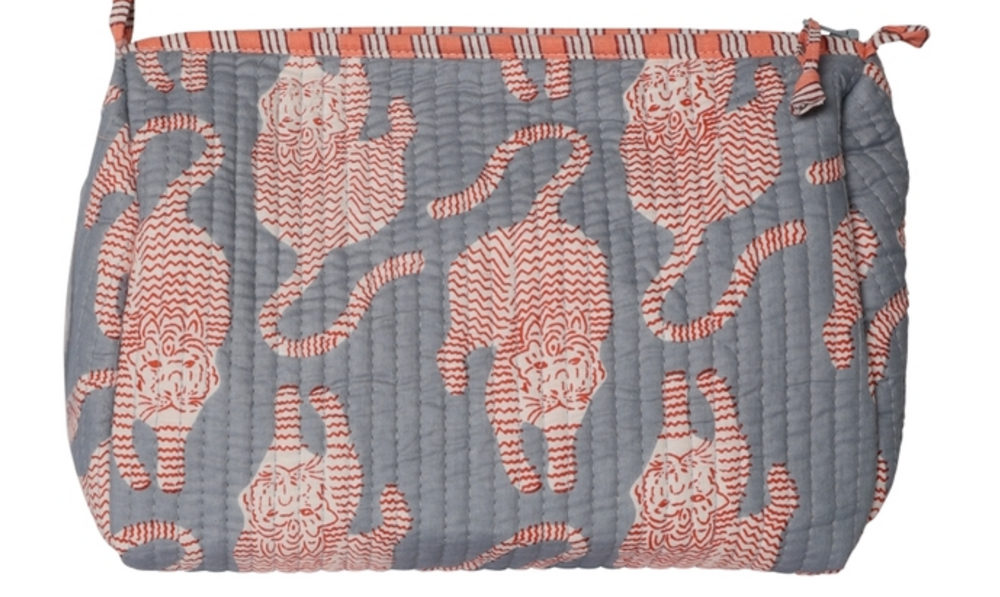 Kosmetiktasche „Artisan“ Tigerprint, 12×20 cm, Gesteppt aus Baumwolle