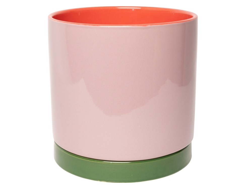 Stylischer Blumentopf mit Untersetzer – 3 verschiedene Farben, Keramik groß