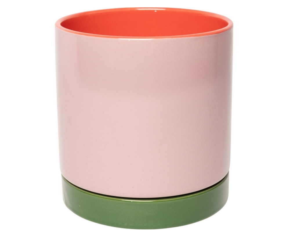 Stylischer Blumentopf mit Untersetzer – 3 verschiedene Farben, Keramik klein