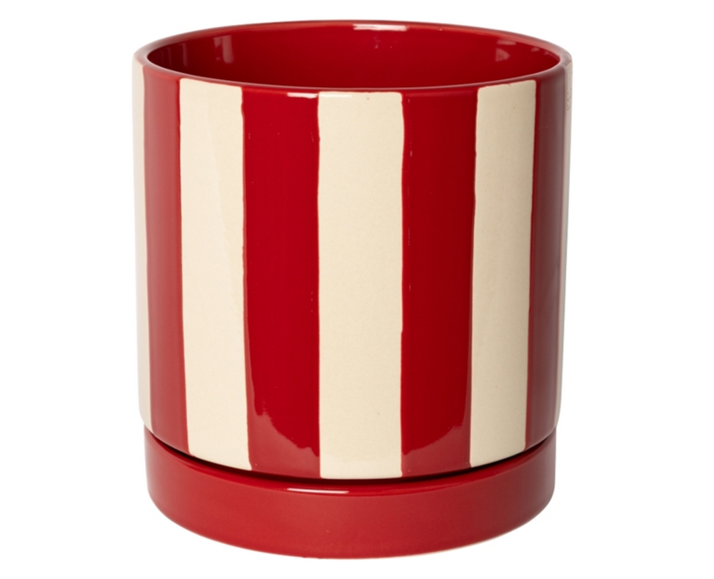 Stylischer Blumentopf mit Untersetzer – 3 verschiedene Farben, Keramik klein