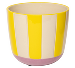 Moderner Blumentopf mit Streifen – Orange, Hellrot & Minze, Keramik, 13xø15