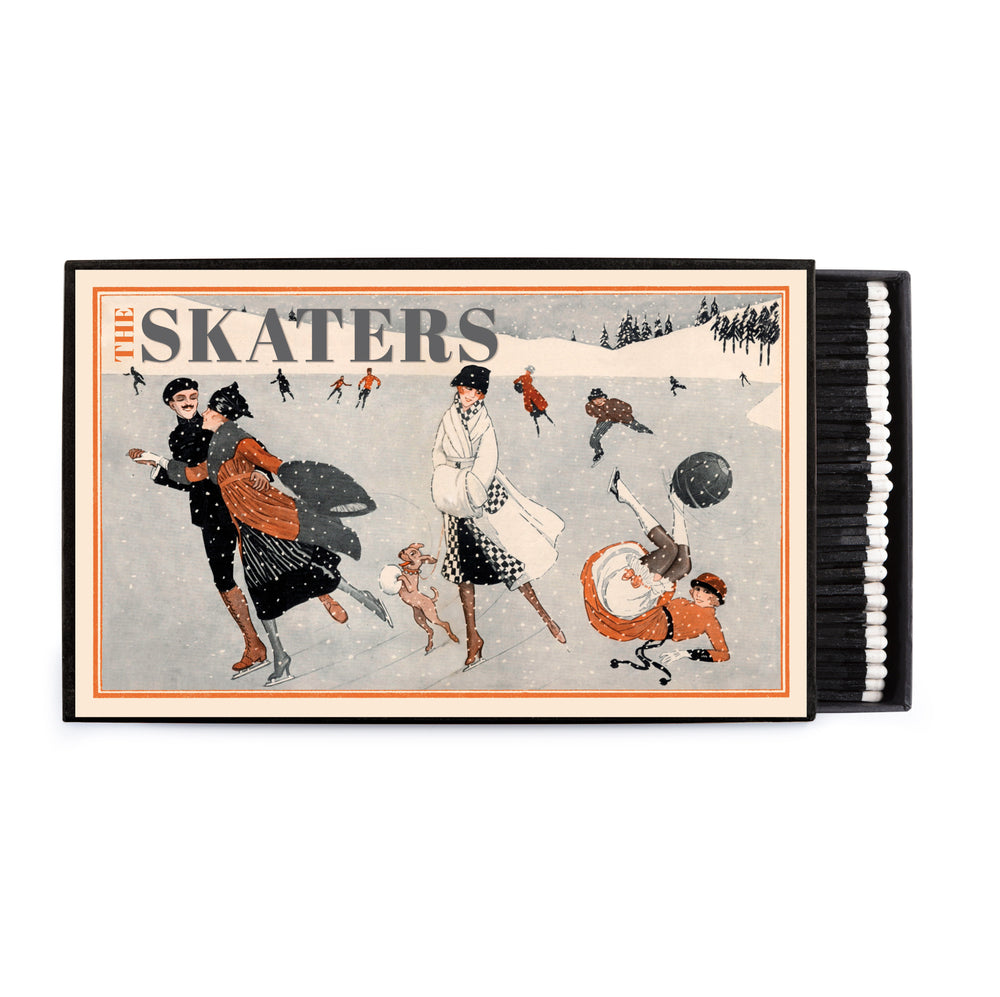 Snowy Skaters Giant Matchbox – Extra lange schwarze Streichhölzer