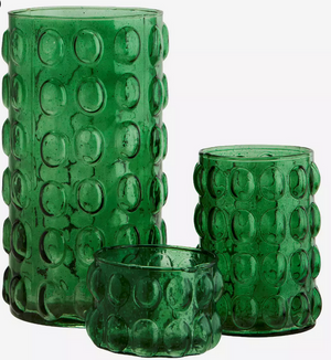Glas Vase mit Bubbles in Grün klein