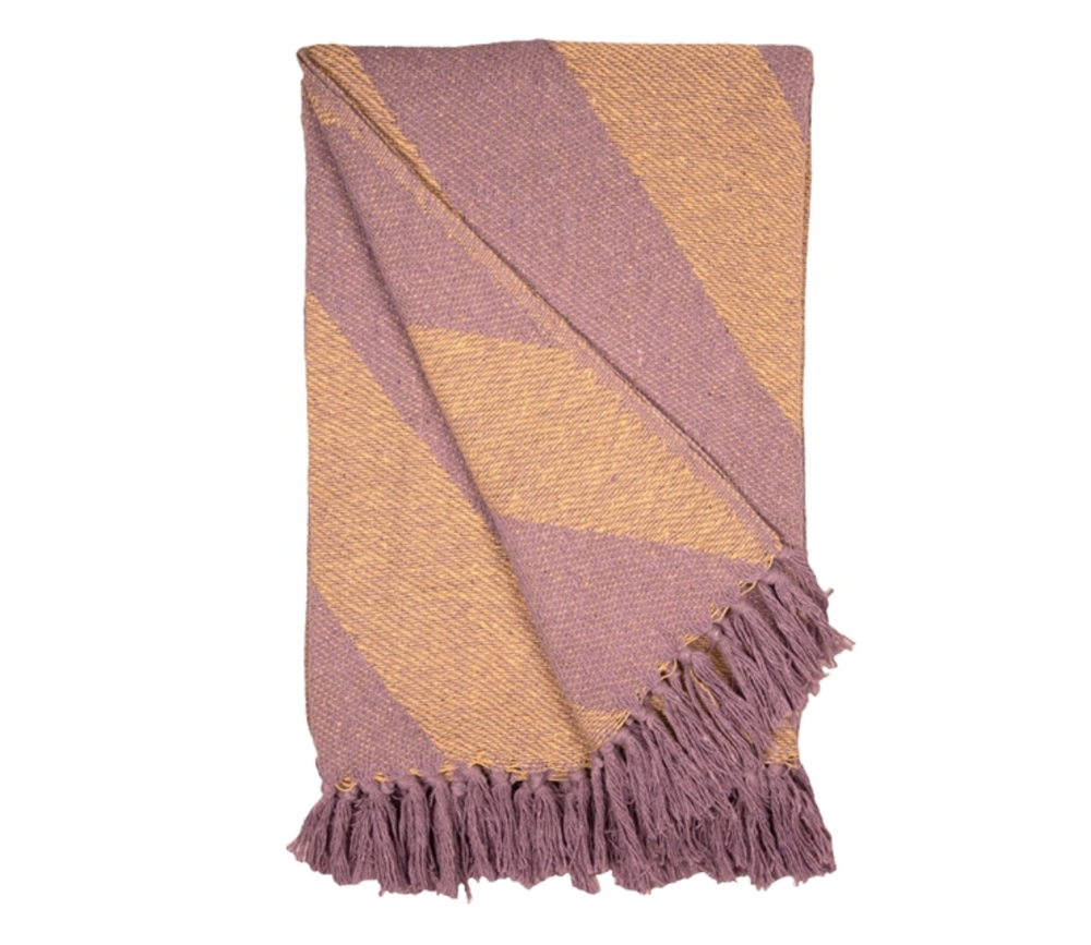 Decke, Diagonalstreifen-Violett/Gelb