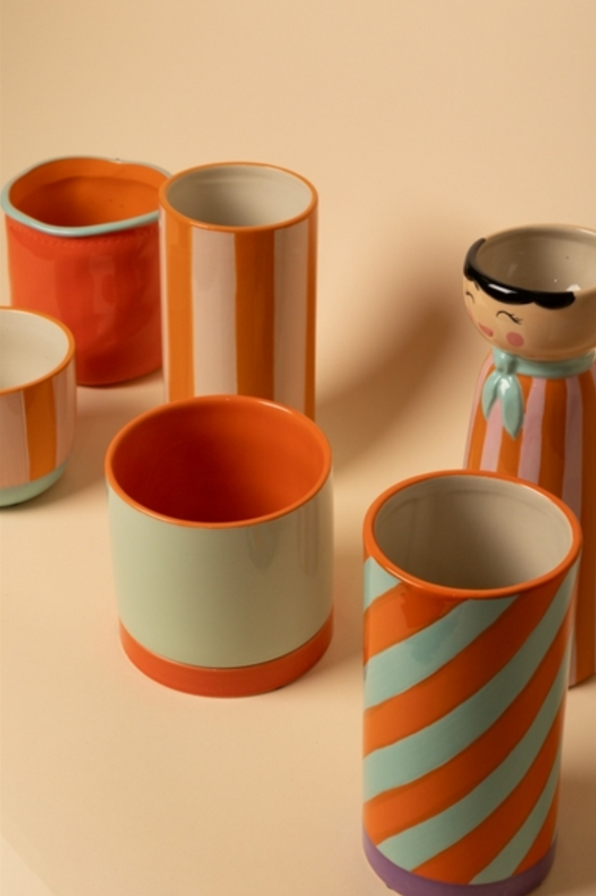 LOVIVER Blumentopf-Behälter, Keramik, Orangefarbene Form, Vintage-Geburtstagsgeschenke, Niedlicher Tisch-Orange-Übertopf, Blumentopf Für Regal, Terrasse, Klein