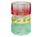 Medium Kristallkerzenhalter Facettierter Glas-Kerzenhalter in modernen Farbkombinationen / 7,5×4,5×4 cm