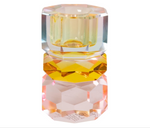 Medium Kristallkerzenhalter Facettierter Glas-Kerzenhalter in modernen Farbkombinationen / 7,5×4,5×4 cm