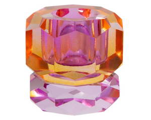 Small Kristallkerzenhalter Facettierter Glas-Kerzenhalter in modernen Farbkombinationen / 4,5x4,5x4,5 cm