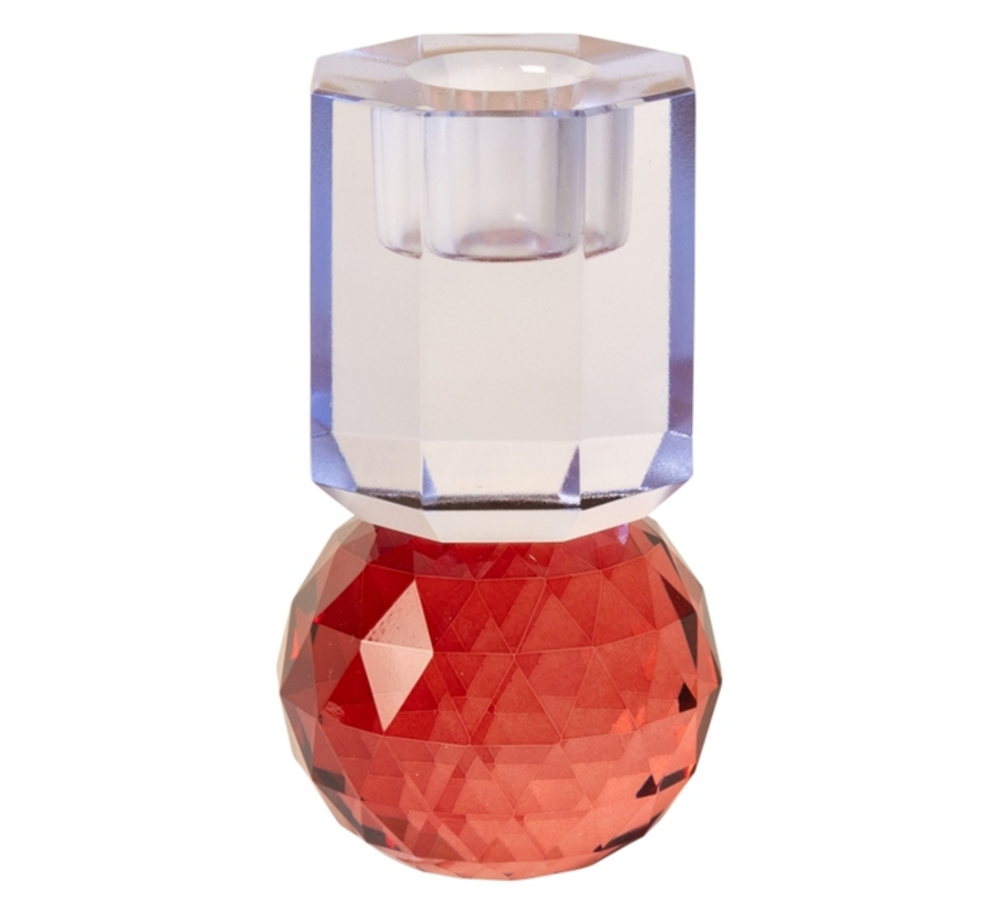 Large Kristallkerzenhalter Facettierter Glas-Kerzenhalter in modernen Farbkombinationen / 10,5x6x6 cm