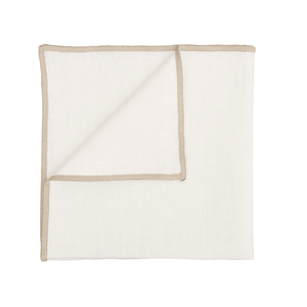 CORTE Leinen-Serviette – Naturtextil mit feiner Stickkante in drei Farben