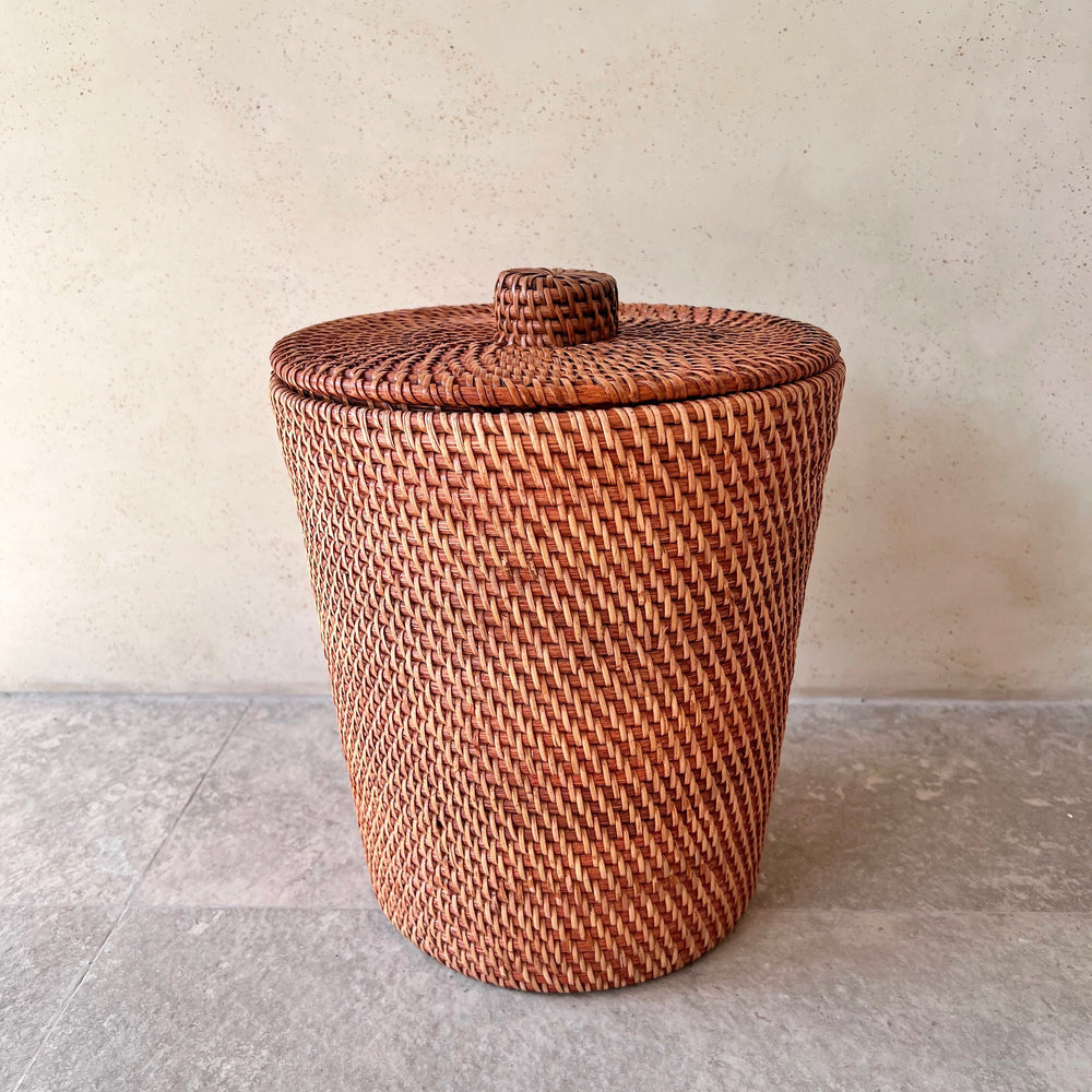 Liem Rattan-Korb – Handgefertigt, Rund, in verschiedenen Farben, mit/ohne Deckel