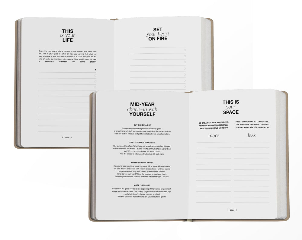 Pocket Planner 2026 – Taschenkalender in Beige, A6, mit Goldprägung