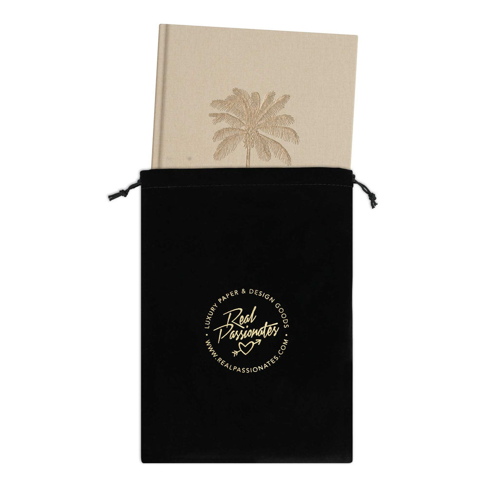 Real Passionates Notizbuch „Palm Inspiration“ – A5, Leinenbezug Beige/Gold