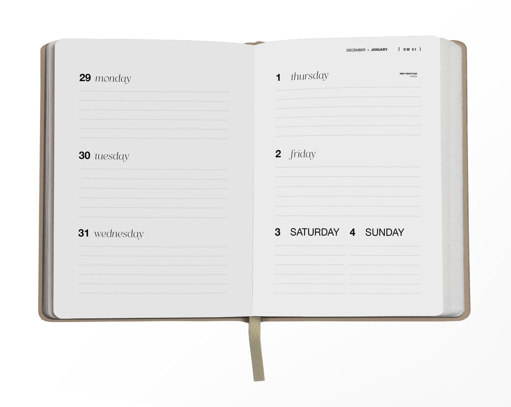 Pocket Planner 2026 – Taschenkalender in Beige, A6, mit Goldprägung