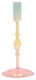 Kerzenhalter aus Glas Türkis/gelb/pink
