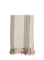 Gestreifte gewebte Decke mit Fransen Ecru, Schwarz, Sand