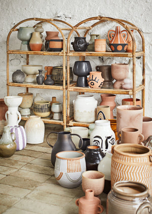Stoneware Vase Natur/Weiß