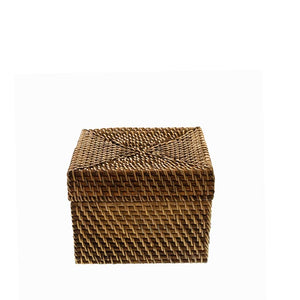 Rattan Box Anik quadratisch mit Deckel braun
