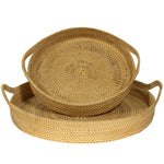 Rundes Tablett Akuti Rattan natur